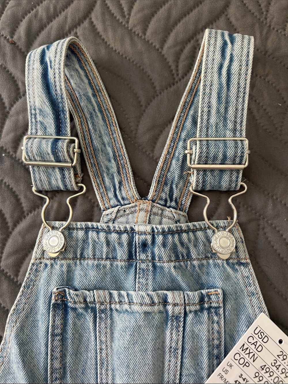 NWT - H&M Light Blue Denim Short Overalls - Picture 2 of 6